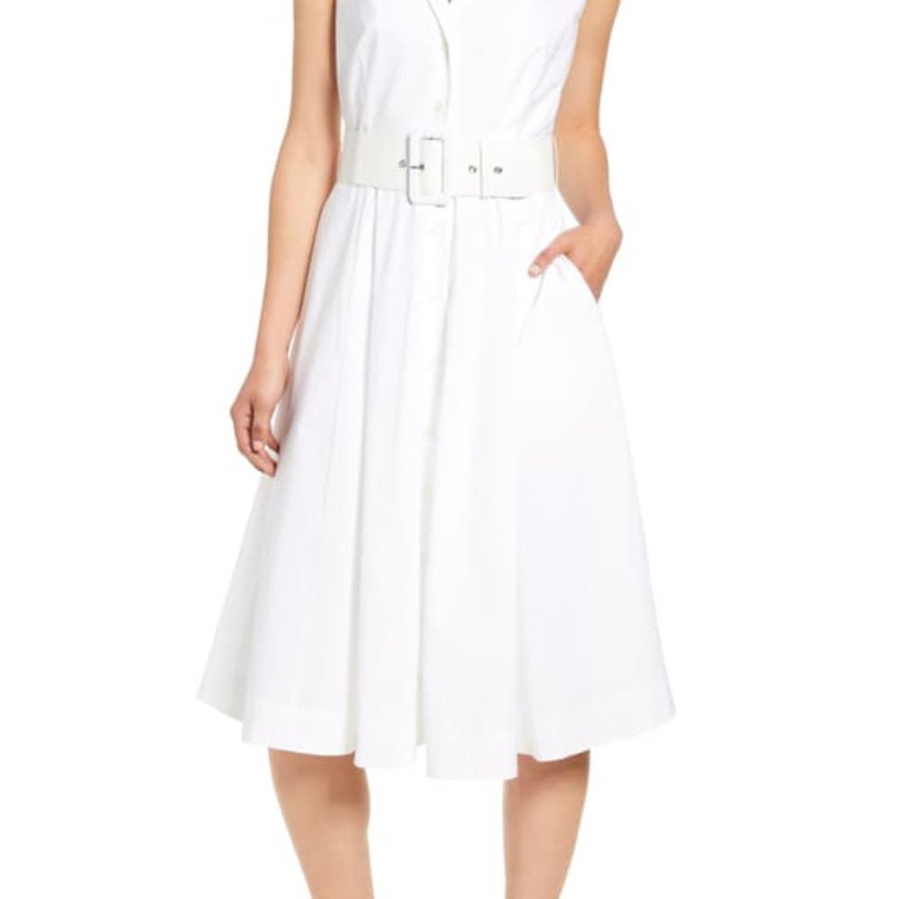 J. Crew White Sleeveless A Line Shirt Dress
